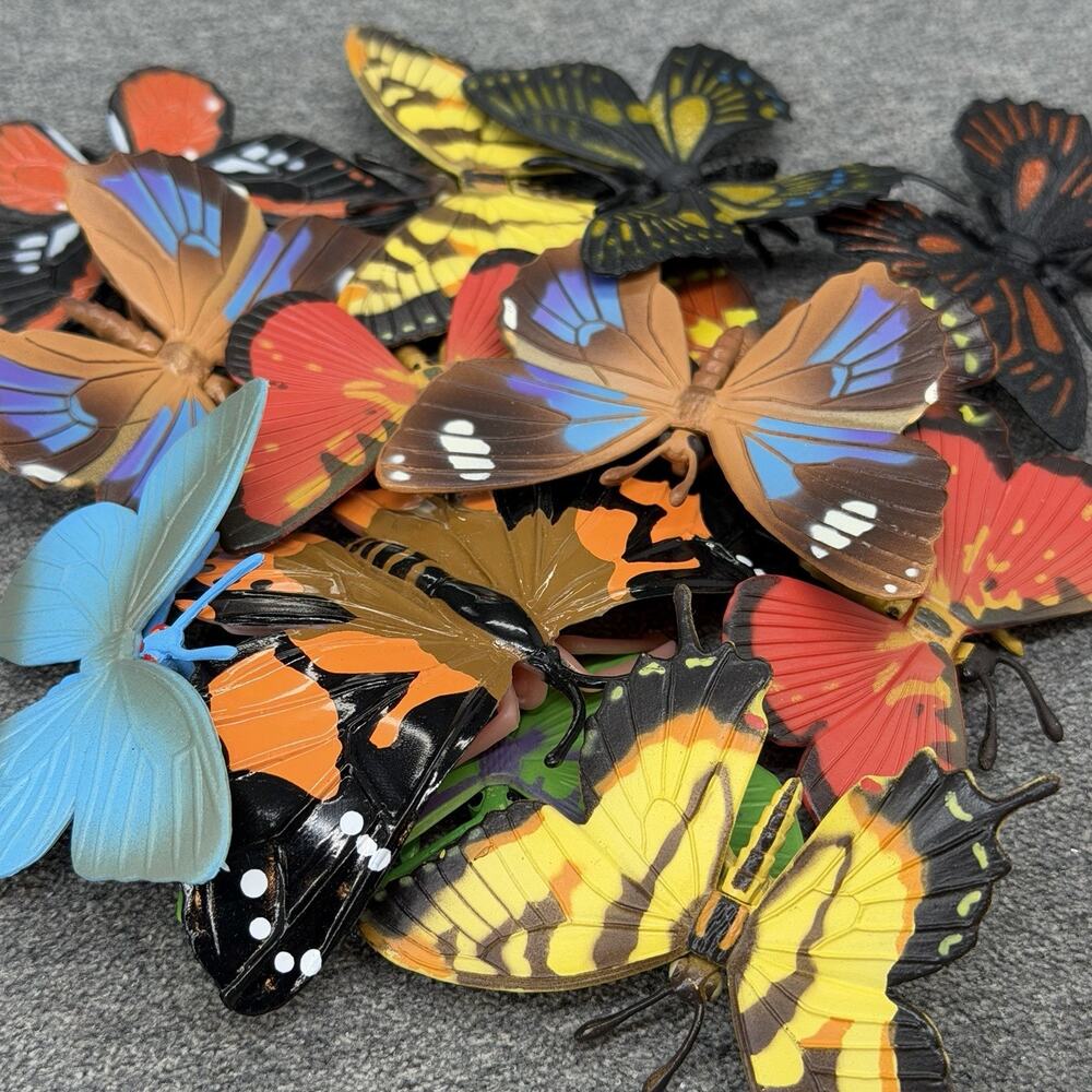 Realistic Plastic Butterfly Action Figures Toy 13pc Colorful Insect Figurines